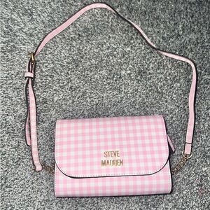 Steve Madden Pink Crossbody Bag with Gingham Pattern
